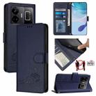 For Realme GT3 5G / GT Neo 5 240W Cat Rat Embossed Pattern RFID Leather Phone Case with Lanyard(Blue) - 1