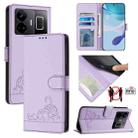For Realme GT3 5G / GT Neo 5 240W Cat Rat Embossed Pattern RFID Leather Phone Case with Lanyard(Purple) - 1