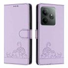 For Realme GT 6T 5G Global Cat Rat Embossed Pattern RFID Leather Phone Case with Lanyard(Purple) - 2