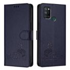 For Realme C17 / 7i Cat Rat Embossed Pattern RFID Leather Phone Case with Lanyard(Blue) - 2