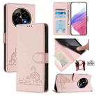 For Realme 13 Pro / 13 Pro+ 5G Cat Rat Embossed Pattern RFID Leather Phone Case with Lanyard(Pink) - 1