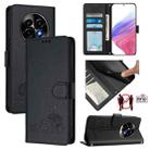 For Realme 13 Pro / 13 Pro+ 5G Cat Rat Embossed Pattern RFID Leather Phone Case with Lanyard(Black) - 1