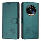 For Realme 13 Pro / 13 Pro+ 5G Cat Rat Embossed Pattern RFID Leather Phone Case with Lanyard(Peacock Green) - 2