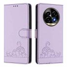 For Realme 13 Pro / 13 Pro+ 5G Cat Rat Embossed Pattern RFID Leather Phone Case with Lanyard(Purple) - 2