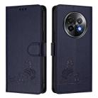 For Realme 13+ 5G Global Cat Rat Embossed Pattern RFID Leather Phone Case with Lanyard(Blue) - 2