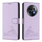 For Realme 13+ 5G Global Cat Rat Embossed Pattern RFID Leather Phone Case with Lanyard(Purple) - 2