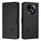 For Realme C63 5G Global Cat Rat Embossed Pattern RFID Leather Phone Case with Lanyard(Black) - 2