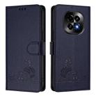 For Realme C63 5G Global Cat Rat Embossed Pattern RFID Leather Phone Case with Lanyard(Blue) - 2