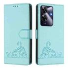 For Realme Note 60 4G Global Cat Rat Embossed Pattern RFID Leather Phone Case with Lanyard(Mint Green) - 2