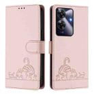 For Realme Note 60 4G Global Cat Rat Embossed Pattern RFID Leather Phone Case with Lanyard(Pink) - 2