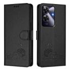 For Realme Note 60 4G Global Cat Rat Embossed Pattern RFID Leather Phone Case with Lanyard(Black) - 2