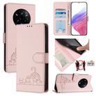 For Realme 14 Pro+ 5G Cat Rat Embossed Pattern RFID Leather Phone Case with Lanyard(Pink) - 1