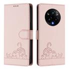 For Realme 14 Pro+ 5G Cat Rat Embossed Pattern RFID Leather Phone Case with Lanyard(Pink) - 2