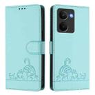 For Realme P3 Ultra 5G Global Cat Rat Embossed Pattern RFID Leather Phone Case with Lanyard(Mint Green) - 2