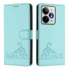 For Realme Neo7 Turbo 5G Cat Rat Embossed Pattern RFID Leather Phone Case with Lanyard(Mint Green) - 2