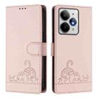 For Realme Neo7 Turbo 5G Cat Rat Embossed Pattern RFID Leather Phone Case with Lanyard(Pink) - 2