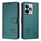 For Realme Neo7 Turbo 5G Cat Rat Embossed Pattern RFID Leather Phone Case with Lanyard(Peacock Green) - 2