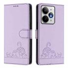 For Realme Neo7 Turbo 5G Cat Rat Embossed Pattern RFID Leather Phone Case with Lanyard(Purple) - 2