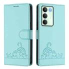 For Realme V70 / 14x Global / C75 5G Cat Rat Embossed Pattern RFID Leather Phone Case with Lanyard(Mint Green) - 2