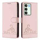 For Realme V70 / 14x Global / C75 5G Cat Rat Embossed Pattern RFID Leather Phone Case with Lanyard(Pink) - 2