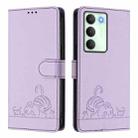 For Realme V70 / 14x Global / C75 5G Cat Rat Embossed Pattern RFID Leather Phone Case with Lanyard(Purple) - 2