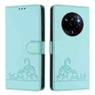 For Realme Narzo 80 Pro / 14 Pro 5G India Cat Rat Embossed Pattern RFID Leather Phone Case with Lanyard(Mint Green) - 2