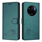 For Realme Narzo 80 Pro / 14 Pro 5G India Cat Rat Embossed Pattern RFID Leather Phone Case with Lanyard(Peacock Green) - 2