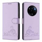 For Realme Narzo 80 Pro / 14 Pro 5G India Cat Rat Embossed Pattern RFID Leather Phone Case with Lanyard(Purple) - 2