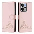 For Realme 14 5G Global / P3 5G India Cat Rat Embossed Pattern RFID Leather Phone Case with Lanyard(Pink) - 2