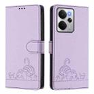 For Realme 14 5G Global / P3 5G India Cat Rat Embossed Pattern RFID Leather Phone Case with Lanyard(Purple) - 2