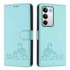 For Realme C71 4G Global Cat Rat Embossed Pattern RFID Leather Phone Case with Lanyard(Mint Green) - 2
