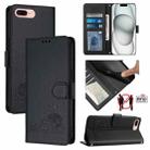 For iPhone 8 Plus / 7 Plus Cat Rat Embossed Pattern RFID Leather Phone Case with Lanyard(Black) - 1