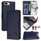 For iPhone 8 Plus / 7 Plus Cat Rat Embossed Pattern RFID Leather Phone Case with Lanyard(Blue) - 1