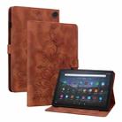 For Amazon Fire Max 11 Lily Embossed Leather Tablet Case(Brown) - 1