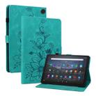 For Amazon Fire Max 11 Lily Embossed Leather Tablet Case(Green) - 1