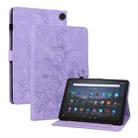 For Amazon Fire Max 11 Lily Embossed Leather Tablet Case(Purple) - 1