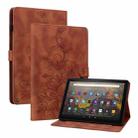For Amazon Fire HD8 2020/2022 Lily Embossed Leather Tablet Case(Brown) - 1