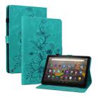 For Amazon Fire HD8 2020/2022 Lily Embossed Leather Tablet Case(Green) - 1