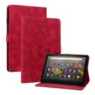 For Amazon Fire HD8 2020/2022 Lily Embossed Leather Tablet Case(Red) - 1
