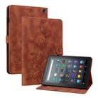 For Amazon Fire 7 2022 Lily Embossed Leather Tablet Case(Brown) - 1