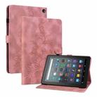 For Amazon Fire 7 2022 Lily Embossed Leather Tablet Case(Pink) - 1