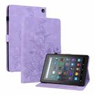 For Amazon Fire 7 2022 Lily Embossed Leather Tablet Case(Purple) - 1