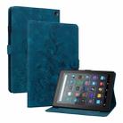 For Amazon Fire 7 2022 Lily Embossed Leather Tablet Case(Dark Blue) - 1