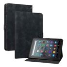 For Amazon Fire 7 2022 Lily Embossed Leather Tablet Case(Black) - 1