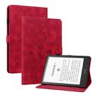 For Amazon Kindle Paperwhite5 Lily Embossed Leather Tablet Case(Red) - 1