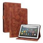 For Amazon Fire HD8 2015-2018 Lily Embossed Leather Tablet Case(Brown) - 1