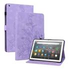 For Amazon Fire HD8 2015-2018 Lily Embossed Leather Tablet Case(Purple) - 1
