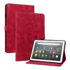 For Amazon Fire HD8 2015-2018 Lily Embossed Leather Tablet Case(Red) - 1