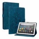 For Amazon Fire HD8 2015-2018 Lily Embossed Leather Tablet Case(Dark Blue) - 1