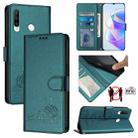 For Huawei P30 lite/nova 4e Cat Rat Embossed Pattern RFID Leather Phone Case with Lanyard(Peacock Green) - 1